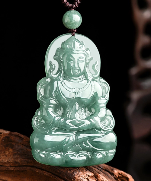 Natural Jade Handcrafted Bodhisattva Tara Guanyin Pendant Necklace