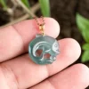 18K Gold Natural Jade Dolphin Pendant Necklace
