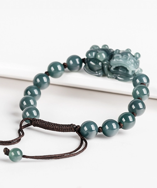 Natural Jade Pixiu 7mm Bead Bracelet
