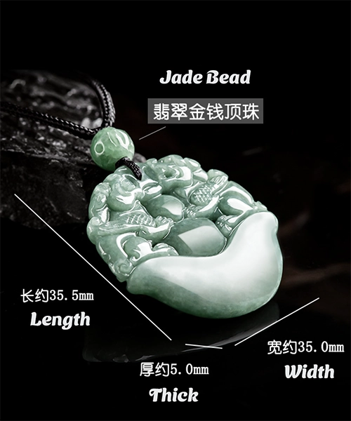 Wealth Pixiu Natural Jade Handcrafted Pendant Necklace