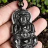Natural Black Jade Handcrafted Guanyin Pendant Necklace