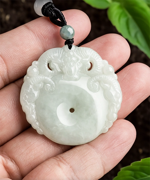 Natural Jade Handcrafted Three Sheep Pendant Necklace