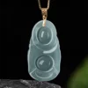 Smile Buddha 18K Gold Natural Jade Pendant Necklace