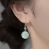 Round Design Buddha S925 Natural Jade Earrings