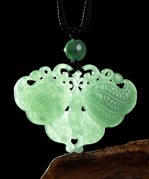Beautiful Butterfly Natural Jade Pendant Necklace