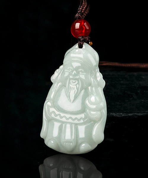 The God of Wealth Natural Jade Pendant Necklace
