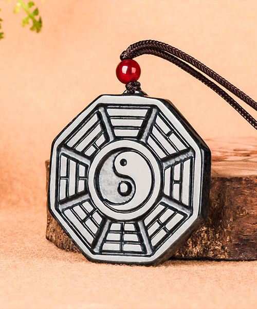 Tai Chi Bagua Natural Jade Pendant Necklace - Image 2