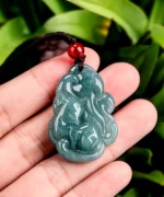 Nine Tail Fox Natural Jade Pendant Necklace