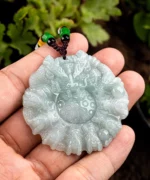 Dragon Round Natural Jade Pendant Necklace