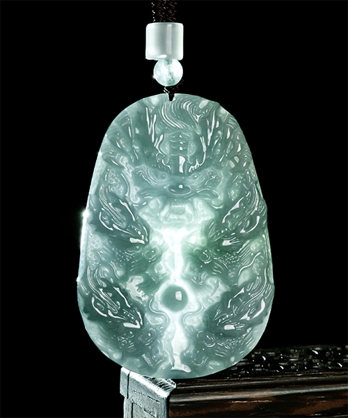 Dragon Two Sided Natural Jade Pendant