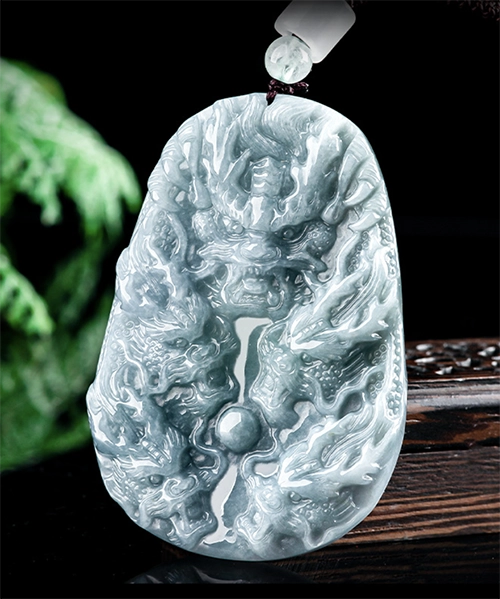 Dragon Two Sided Natural Jade Pendant