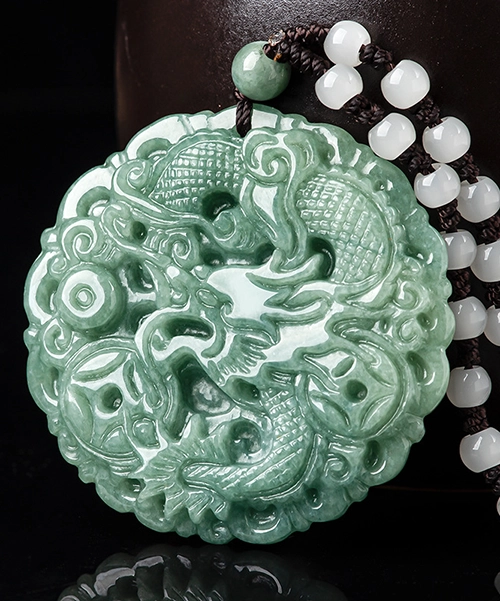 Dragon Medal Natural Jade Pendant