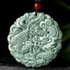 Phoenix Dragon Medal Natural Jade Pendant