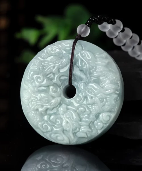 Dragon Donut Ring Natural Jade Pendant