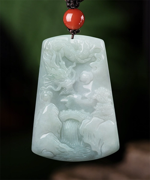 Dragon Scenery Natural Jade Pendant