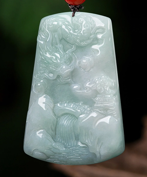 Dragon Scenery Natural Jade Pendant