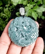 Jade Dragon Round Medal Pendant