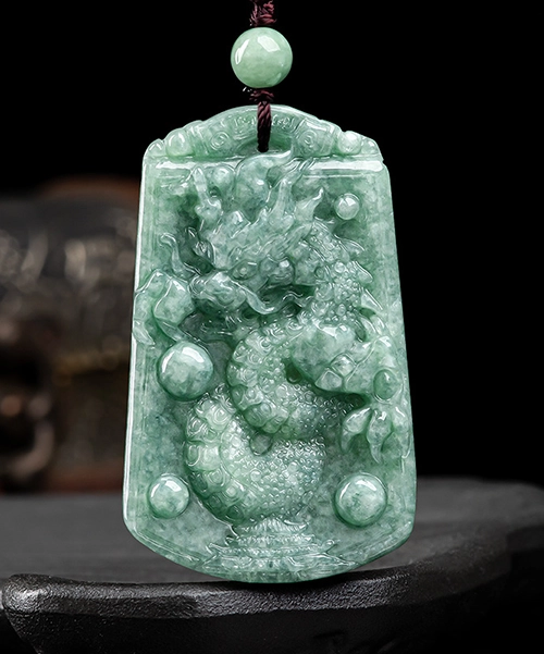 Dragon Carved Medal Jade Pendant