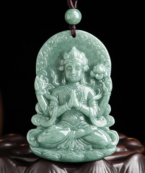 Guanyin Medal Natural Jade Pendant