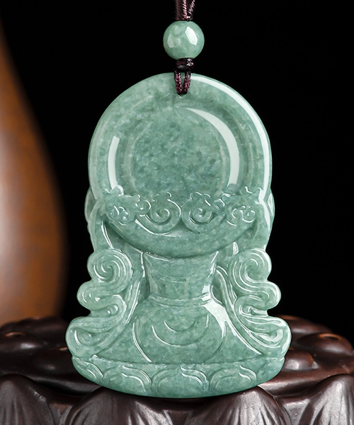 Guanyin Medal Natural Jade Pendant