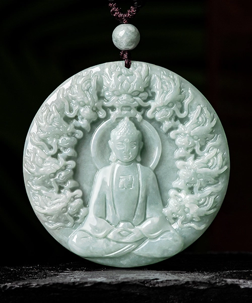 Buddha Dragon Natural Jade Pendant