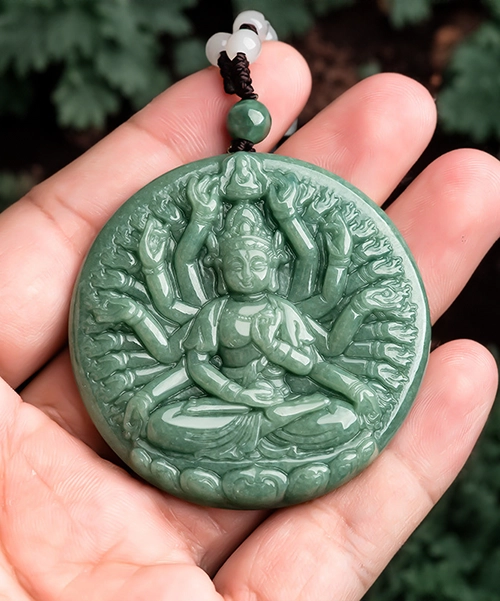 Guanyin Thousand Hands Jade Pendant