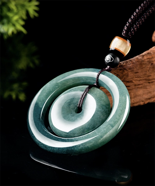 Donut Ring Natural Jade Pendant