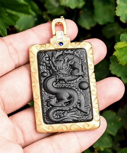 Black Dragon Natural Jade Pendant