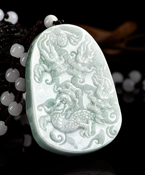 Natural Jade Pendant Buddha Dragon