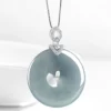 S925 Donut Ring Natural Jade Pendant