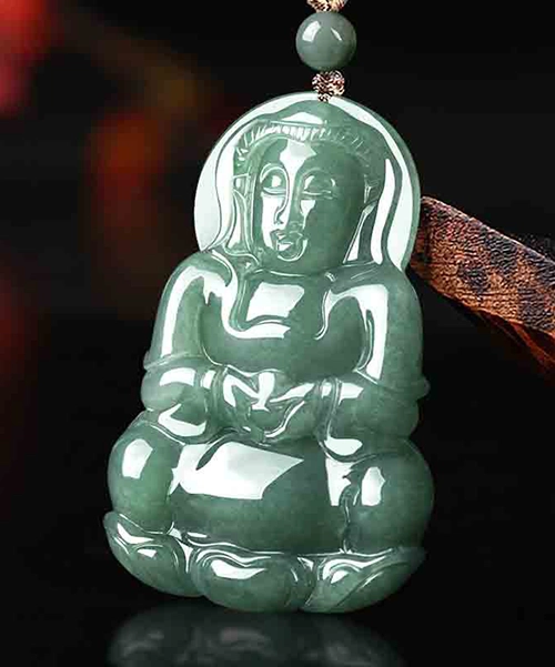 Natural Jade Guanyin Pendant