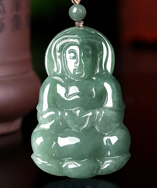 Natural Jade Guanyin Pendant