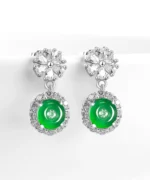 S925 Donut Ring Natural Jade Earrings