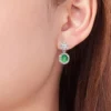 S925 Donut Ring Natural Jade Earrings