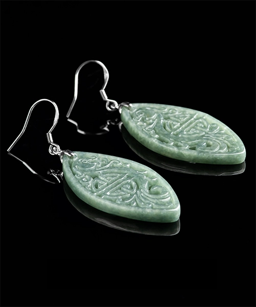 Vintage Hollow Jade S925 Earrings - Image 7