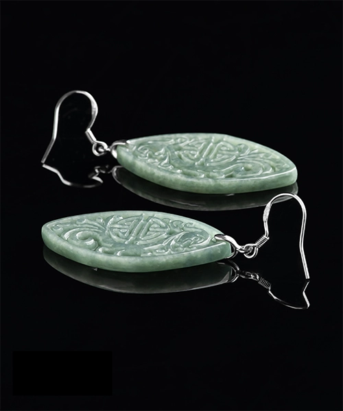 Vintage Hollow Jade S925 Earrings - Image 5