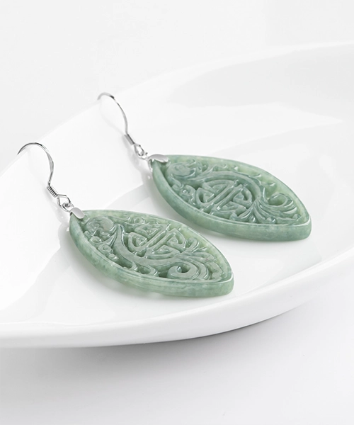 Vintage Hollow Jade S925 Earrings