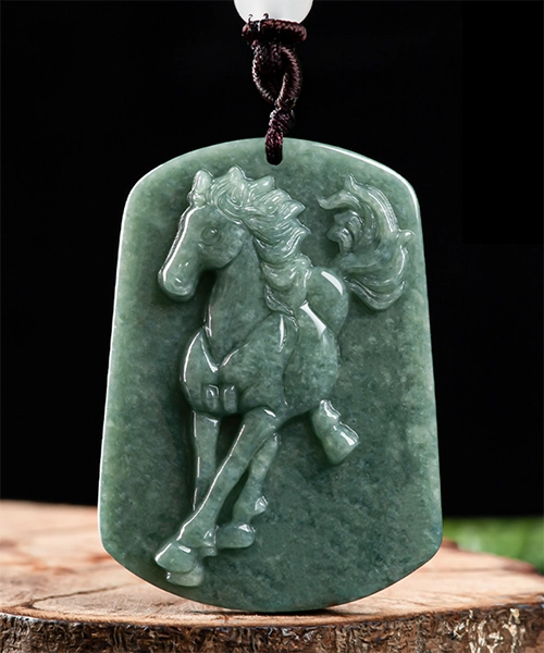 Chinese Zodiac Horse Natural Jade Pendant