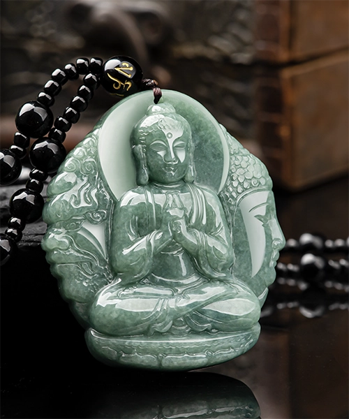 Buddha Mahavairocana Natural Jade Pendant