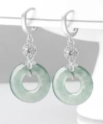 Natural Jade Donut Ring S925 Earrings