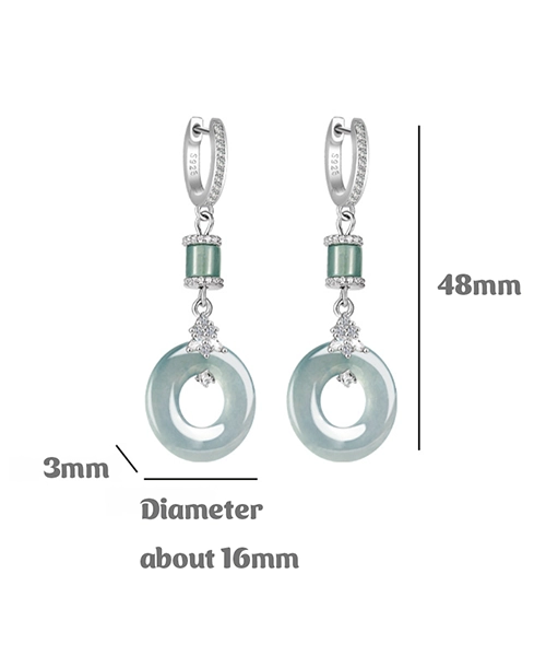 Jade Donut Ring S925 Dangle Earrings