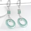 Jade Donut Ring S925 Dangle Earrings