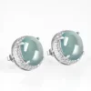 Jade Cabochon S925 Stud Earrings