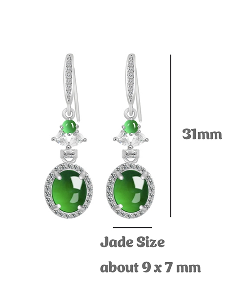 Jadeite Cabochon S925 Dangle Earrings