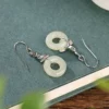 Donut Ring Leaf S925 Dangle Earrings