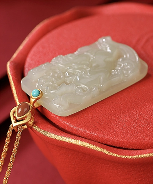 Pixiu Flat Jade Pendant S925 Necklace