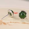 Green Jade Cabochon S925 Earrings