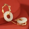 Jade Donut Ring Bamboo S925 Earrings
