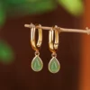 Jade Cabochon Water Drops S925 Earrings