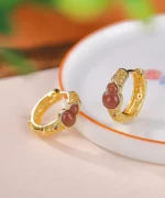 S925 Gourd South Red Agate Earrings